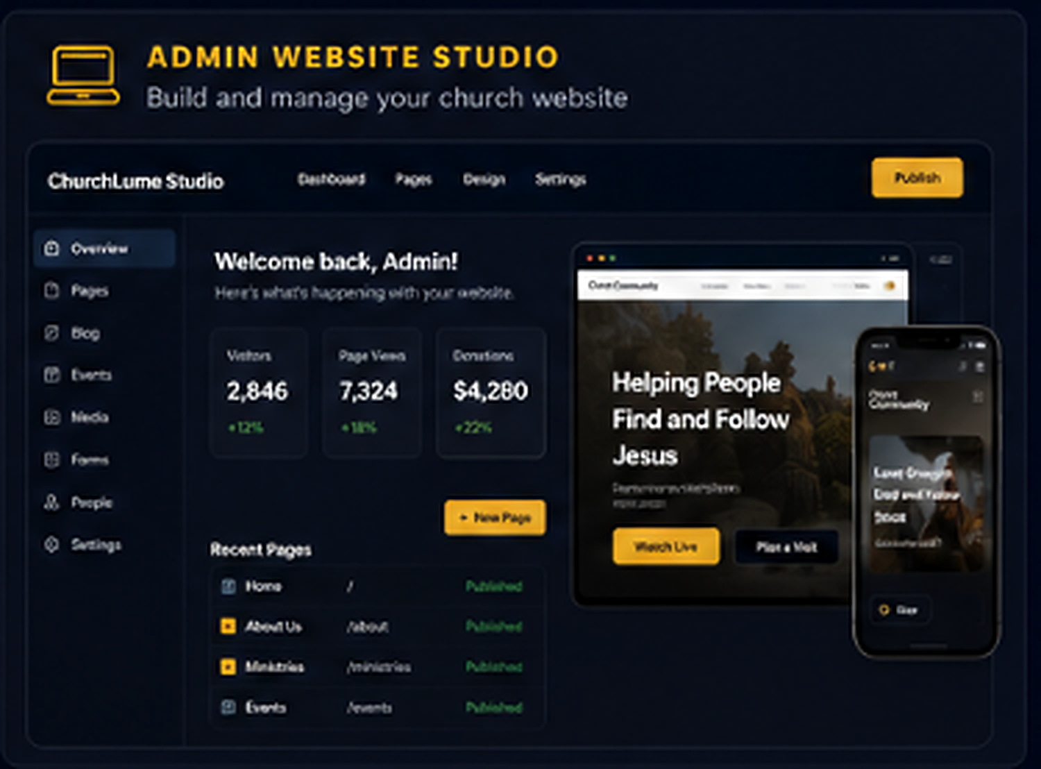 Admin Website Studio preview